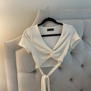 White wrap around crop top